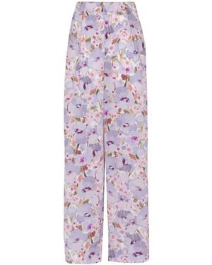 Balmain Printed Poppy Flower Trousers - Purple