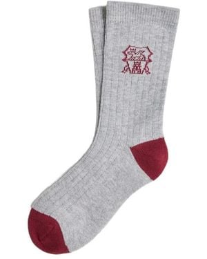 Brunello Cucinelli Cotton Rib Knit Socks With Intarsia - Multicolor