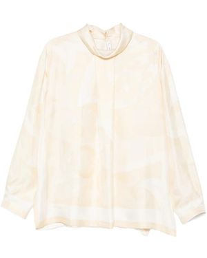 Carven Printed High-Neck Top - White