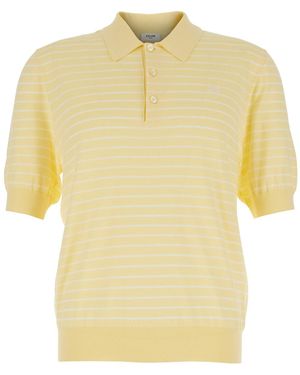 Celine Polo Shirt With Classic Collar And All-Over Striped Moti - Yellow