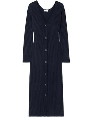 Eres Flirt Buttoned Ribbed-Knit Dress - Blue