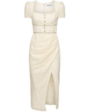 Self-Portrait Button Lace Short-Sleeved Mid-Length Dress - White