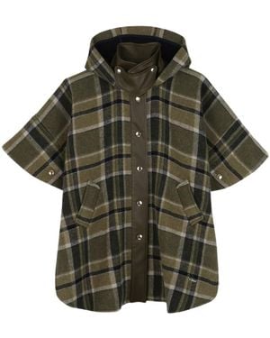 Chloé Check-Patterned Hooded Cape - Green