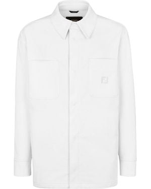 Fendi Logo Embroidered Long Sleeved Jacket - White