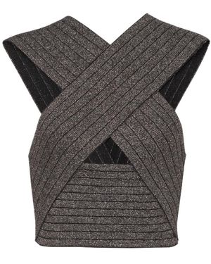 Balmain Striped Knit Top - Grey