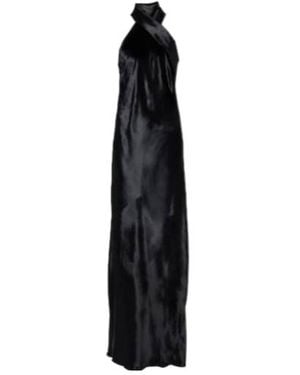 Galvan London Pandora Halterneck Satin Gown - Black