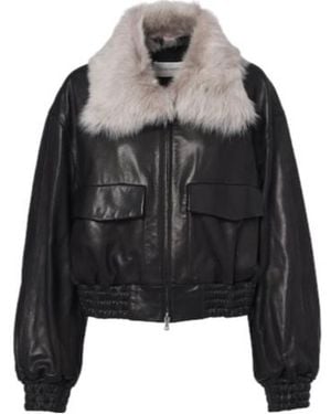 Nour Hammour Leather Blouson Jacket - Black