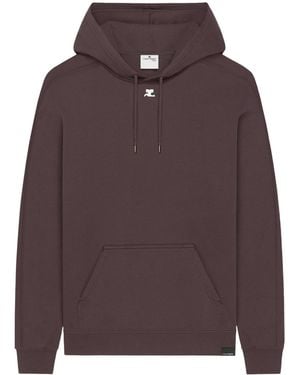 Courreges Logo-Patch Cotton Hoodie - Brown