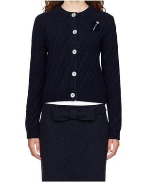 ShuShu/Tong Cable-Knit Cardigan - Blue