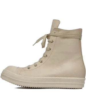 Rick Owens Round Toe High-Top Trainers - Natural