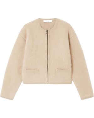 FRAME Brushed Crew Neck Cardigan - Natural