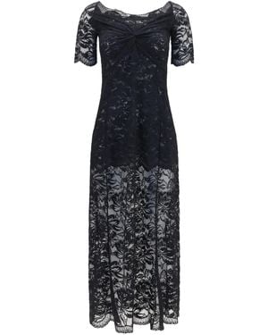 Rabanne Rabanne Floral Lace Bardot Dress - Black