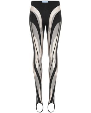 Mugler Transparent Spiral Leggings - Black