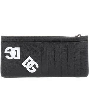 Dolce & Gabbana Logo-Plaque Zipped Cardholder - Black