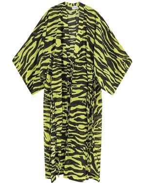 The Attico Tiger Print Maxi Kaftan Dress - Green
