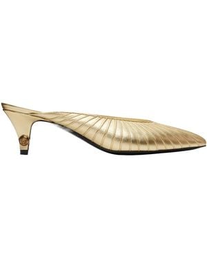 Versace Gianni Metallic-Nappa Mules 55 Mm - Natural