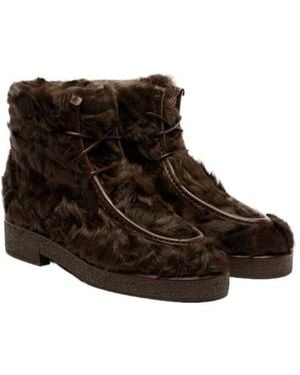 Aquazzura Shearling Ankle Boots - Brown