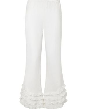 Posse Ruffled Casual Trousers - White