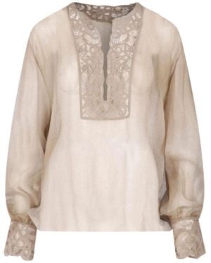 Ermanno Scervino Embroidered Panel Top - Natural