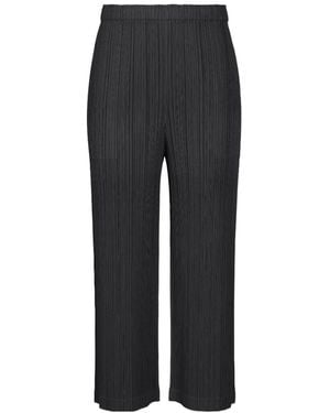 Pleats Please Issey Miyake Straight-Leg Pleated Trousers - Black