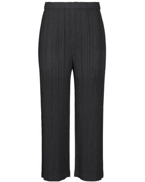 Pleats Please Issey Miyake Pleated Cropped Trousers - Black