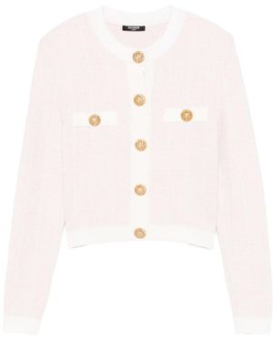 Balmain Light Tweed Button Cardigan - Pink