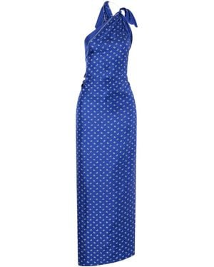 Christopher Esber Bandana Printed Silk Twill Maxi Dress - Blue