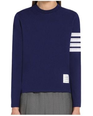 Thom Browne Long-Sleeved Crewneck T-Shirt - Blue