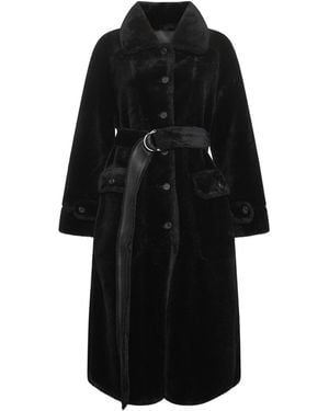 Urbancode Belted Faux Fur Coat - Black