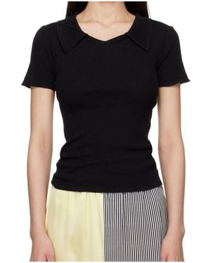Baserange Ribbed Collar Top - Black