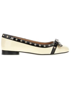 Ganni Logo Flats - Natural