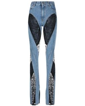 Mugler Lace-Panel Skinny Jeans - Blue