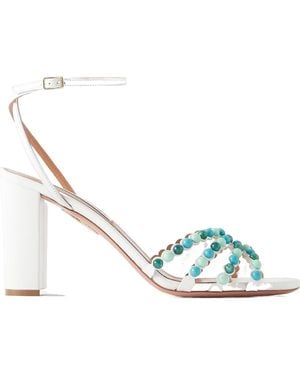 Aquazzura Embellished Leather Sandals - Metallic