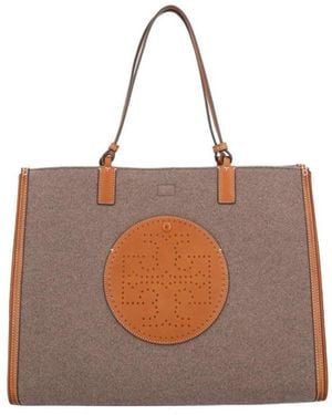 Tory Burch Ella Logo-Perforated Tote Bag - Brown