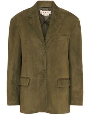 Marni Soft Suede Single Breasted Blazer - Green