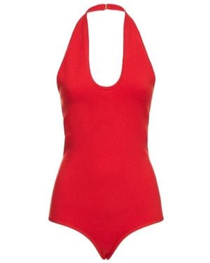 Michael Kors Knitted Cross-Hanging Jumpsuit - Red