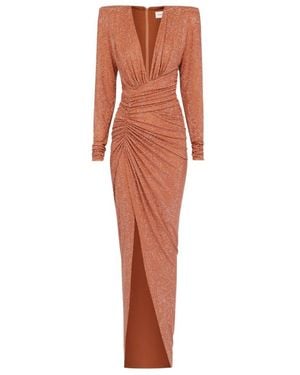Alexandre Vauthier Crystal V-Neck Long Dress - White