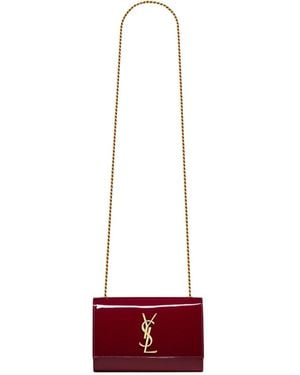 Saint Laurent Kate Logo Plaque Small Shoulder Bag - Red