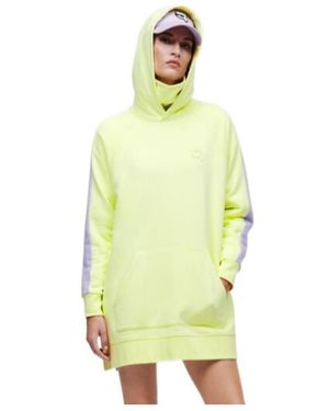 KARL LAGERFELD Logo Detailed Ikon 2.0 Bicolour Oversized Hoodie - Yellow