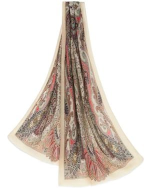 Etro Multicolored Cashmere Scarf - Natural