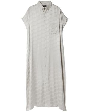 Balenciaga Raw-Cut Monogram Midi Dress - Gray