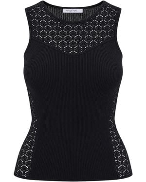 Patrizia Pepe Lace Panel Knitted Top - Black