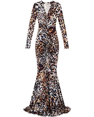 Norma Kamali Pleated-Front Fishtail Gown - White