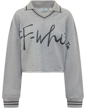 Off-White c/o Virgil Abloh Logo V Neck Sweatshirt - Grey