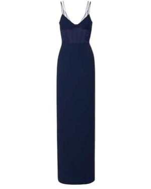 David Koma Tulle-Trimmed Bustier Dress - Blue
