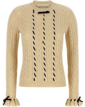 Valentino Bow-Detailed Knitted Jumper - Metallic