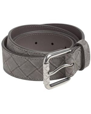 Bottega Veneta Intrecciato Stamp Belt - Grey