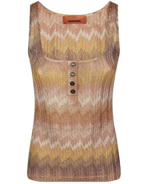 Missoni Ribbed Trim Sleeveless Tank Top - Brown