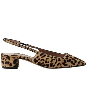 Aquazzura Ginza 35 Leopard-Print Calf Hair Slingback Pumps - Brown