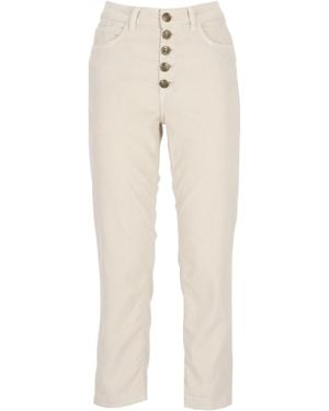 Dondup Buttoned Straight-Leg Pants - Natural